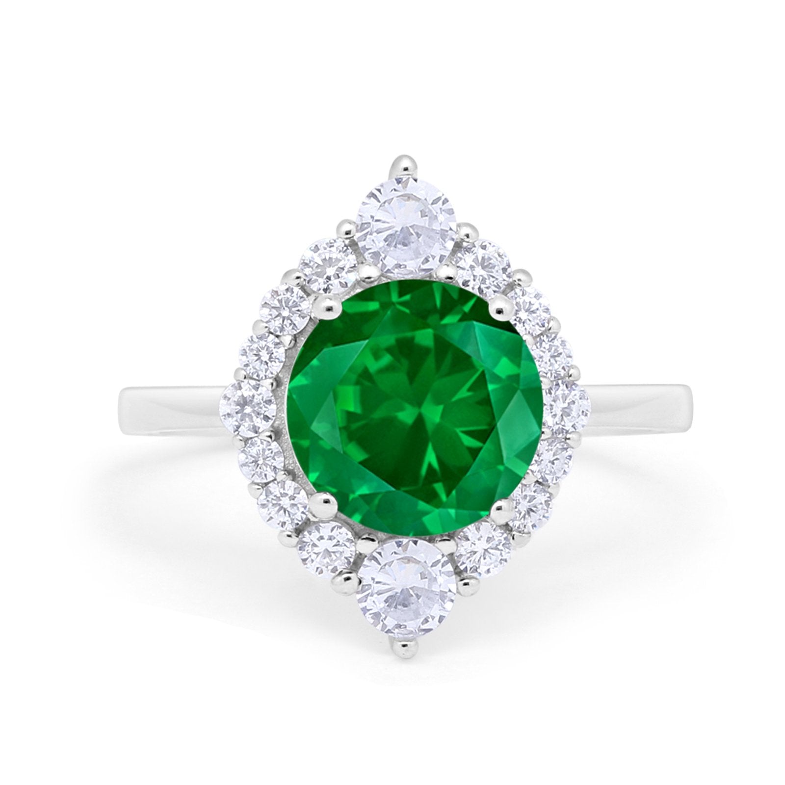 Fancy Design Art Deco Wedding Engagement Ring Round Cubic Zirconia 925 Sterling Silver