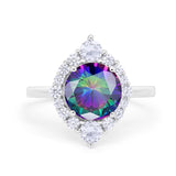 Fancy Design Art Deco Wedding Engagement Ring Round Cubic Zirconia 925 Sterling Silver