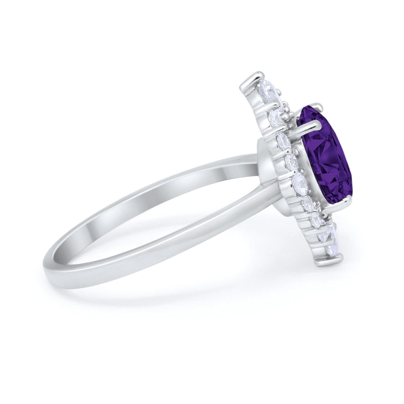 Fancy Design Art Deco Wedding Engagement Ring Round Cubic Zirconia 925 Sterling Silver