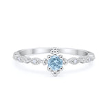 Petite Dainty Art Deco Ring Round Simulated Cubic Zirconia 925 Sterling Silver