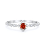 Petite Dainty Art Deco Ring Round Simulated Cubic Zirconia 925 Sterling Silver