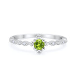 Petite Dainty Art Deco Ring Round Simulated Cubic Zirconia 925 Sterling Silver