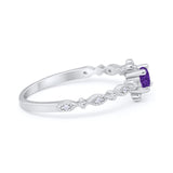 Petite Dainty Art Deco Ring Round Simulated Cubic Zirconia 925 Sterling Silver