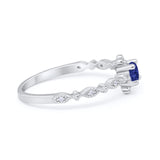 Petite Dainty Art Deco Ring Round Simulated Cubic Zirconia 925 Sterling Silver