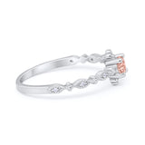 Petite Dainty Art Deco Ring Round Simulated Cubic Zirconia 925 Sterling Silver