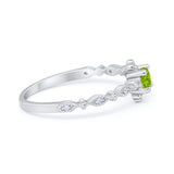 Petite Dainty Art Deco Ring Round Simulated Cubic Zirconia 925 Sterling Silver