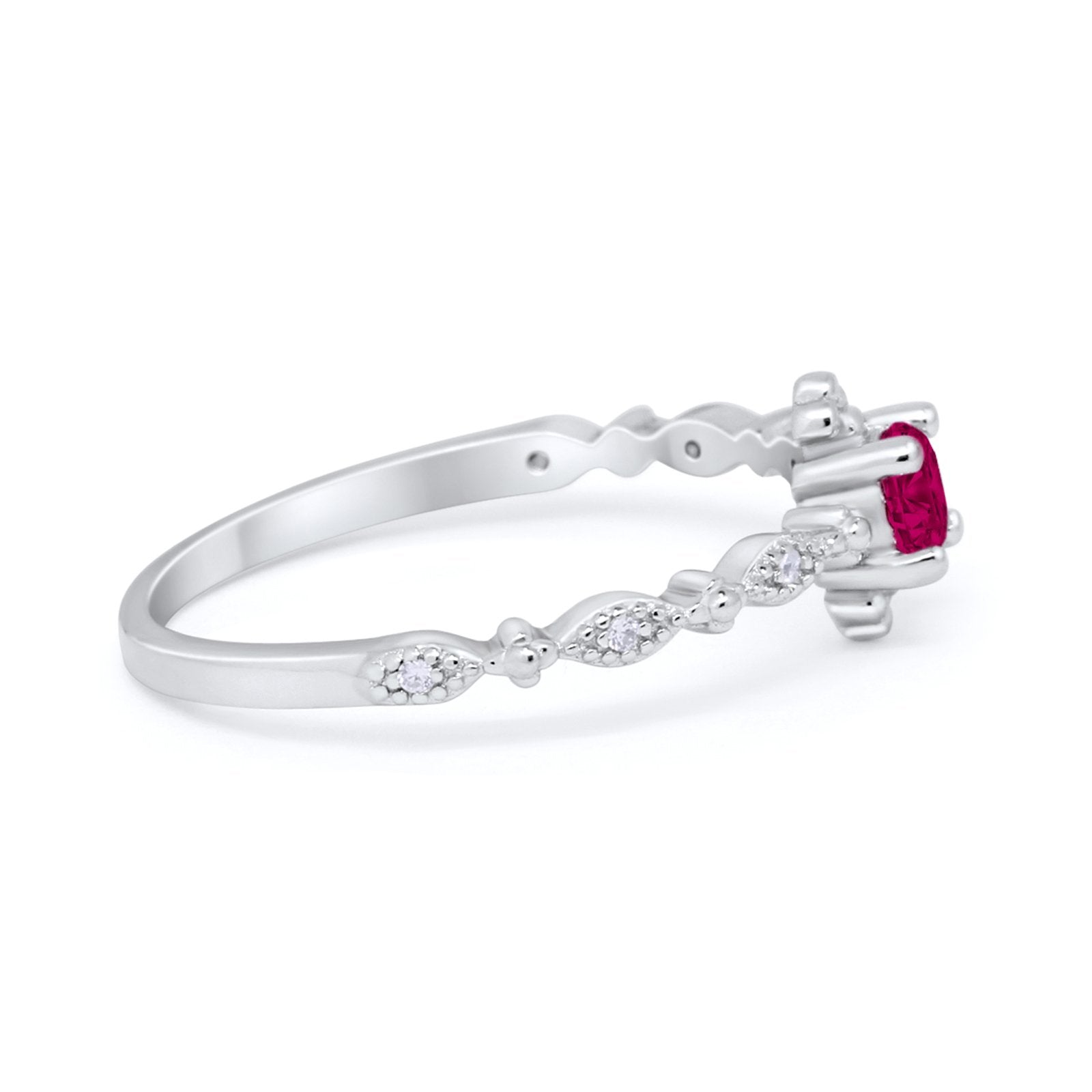 Petite Dainty Art Deco Ring Round Simulated Cubic Zirconia 925 Sterling Silver