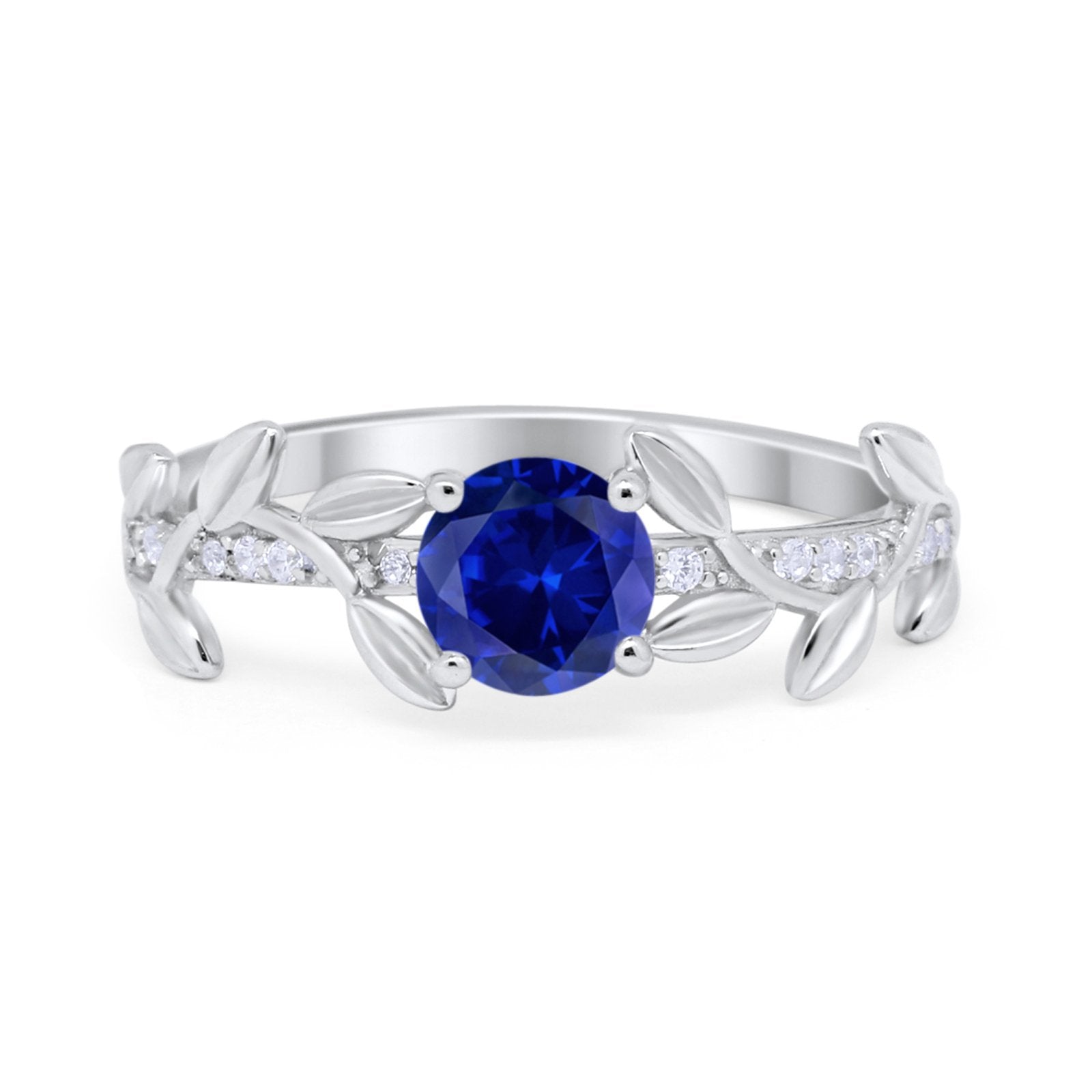 Art Deco Floral Wedding Engagement Bridal Ring Round Simulated Cubic Zirconia 925 Sterling Silver