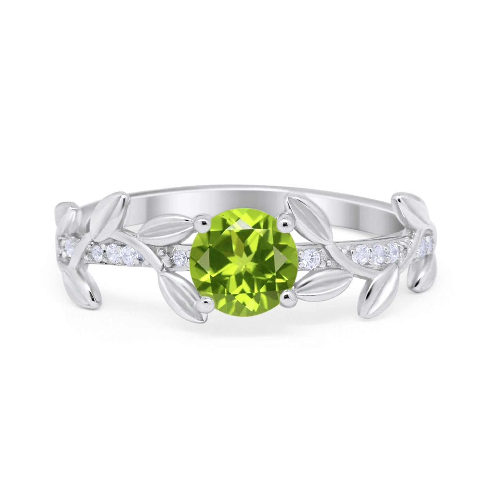 Art Deco Floral Wedding Engagement Bridal Ring Round Simulated Cubic Zirconia 925 Sterling Silver