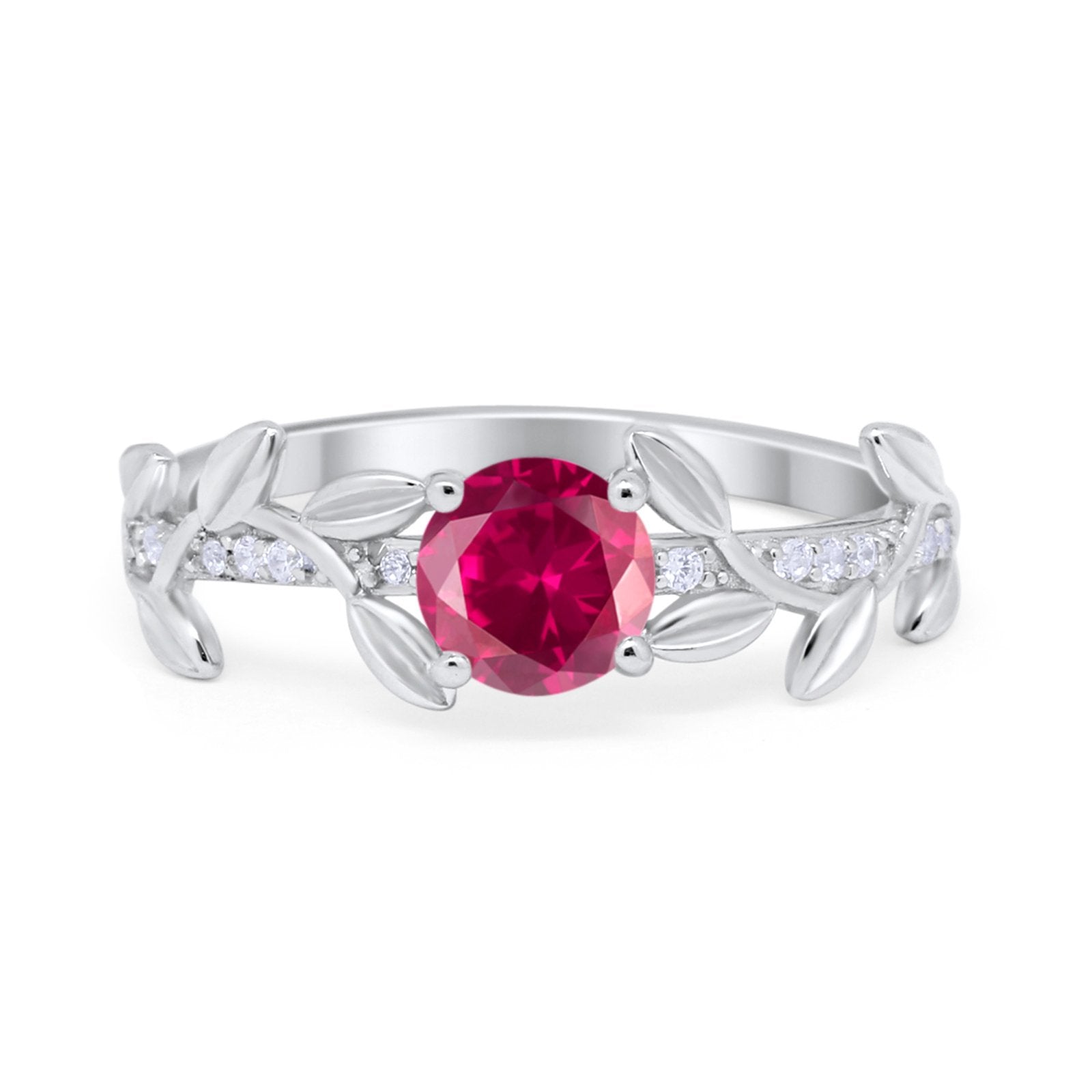 Art Deco Floral Wedding Engagement Bridal Ring Round Simulated Cubic Zirconia 925 Sterling Silver