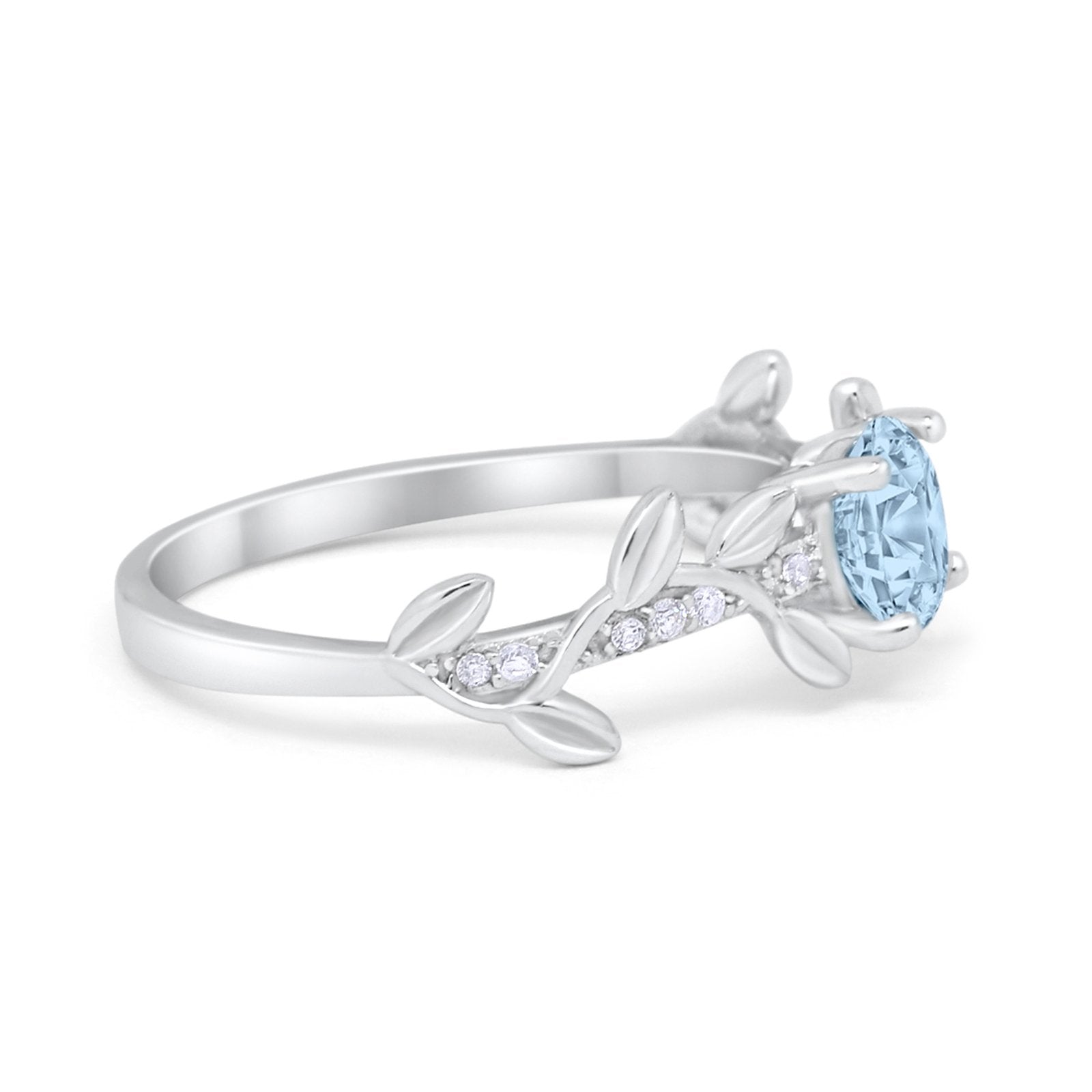 Art Deco Floral Wedding Engagement Bridal Ring Round Simulated Cubic Zirconia 925 Sterling Silver