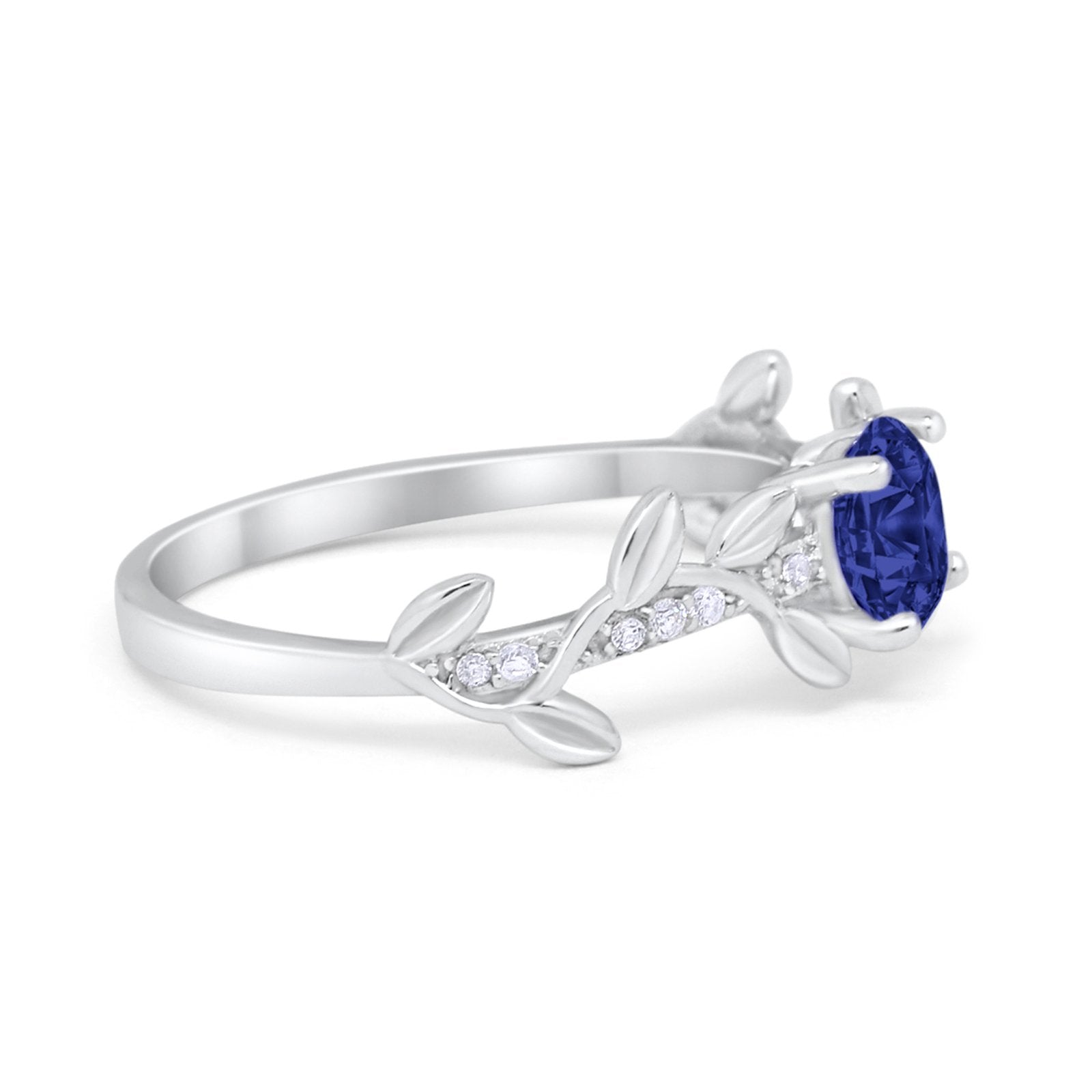 Art Deco Floral Wedding Engagement Bridal Ring Round Simulated Cubic Zirconia 925 Sterling Silver