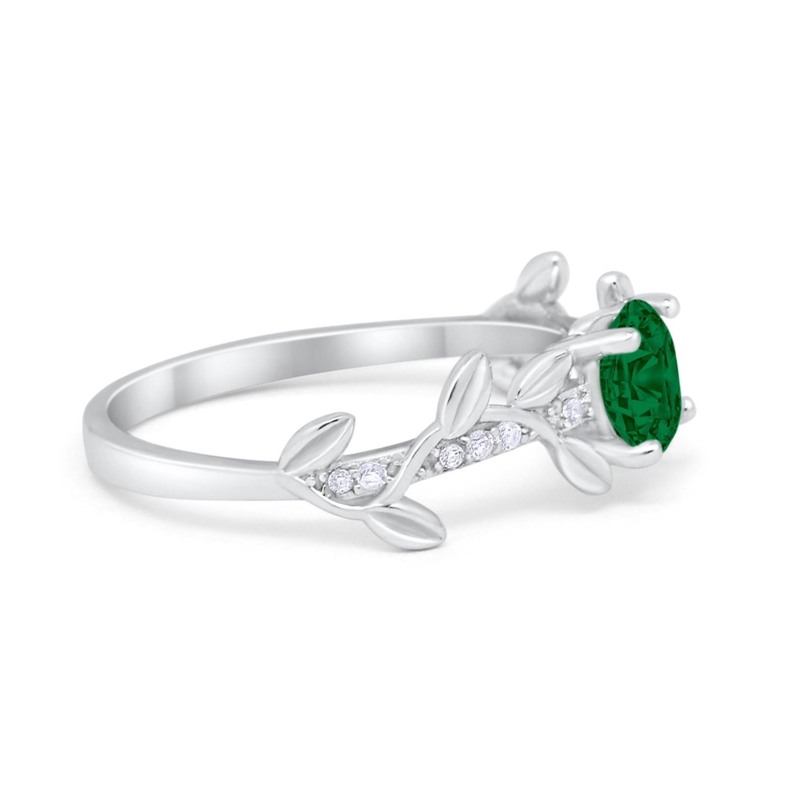 Art Deco Floral Wedding Engagement Bridal Ring Round Simulated Cubic Zirconia 925 Sterling Silver
