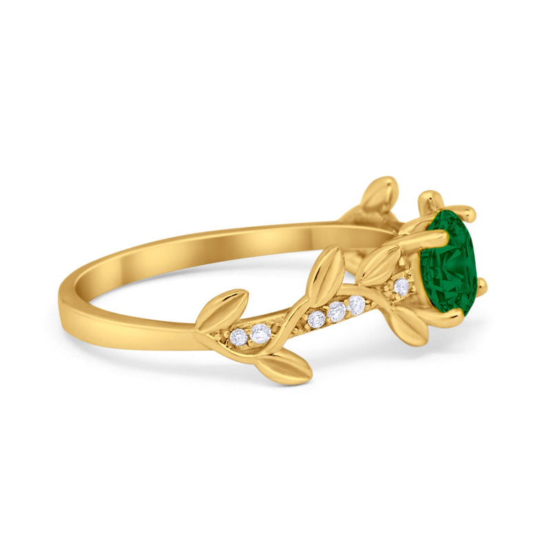 Art Deco Floral Wedding Engagement Bridal Ring Round Simulated Cubic Zirconia 925 Sterling Silver