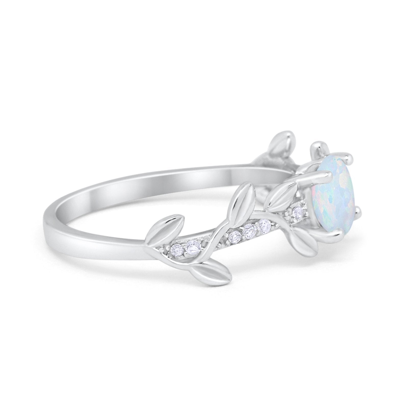 Art Deco Floral Wedding Engagement Bridal Ring Round Simulated Cubic Zirconia 925 Sterling Silver