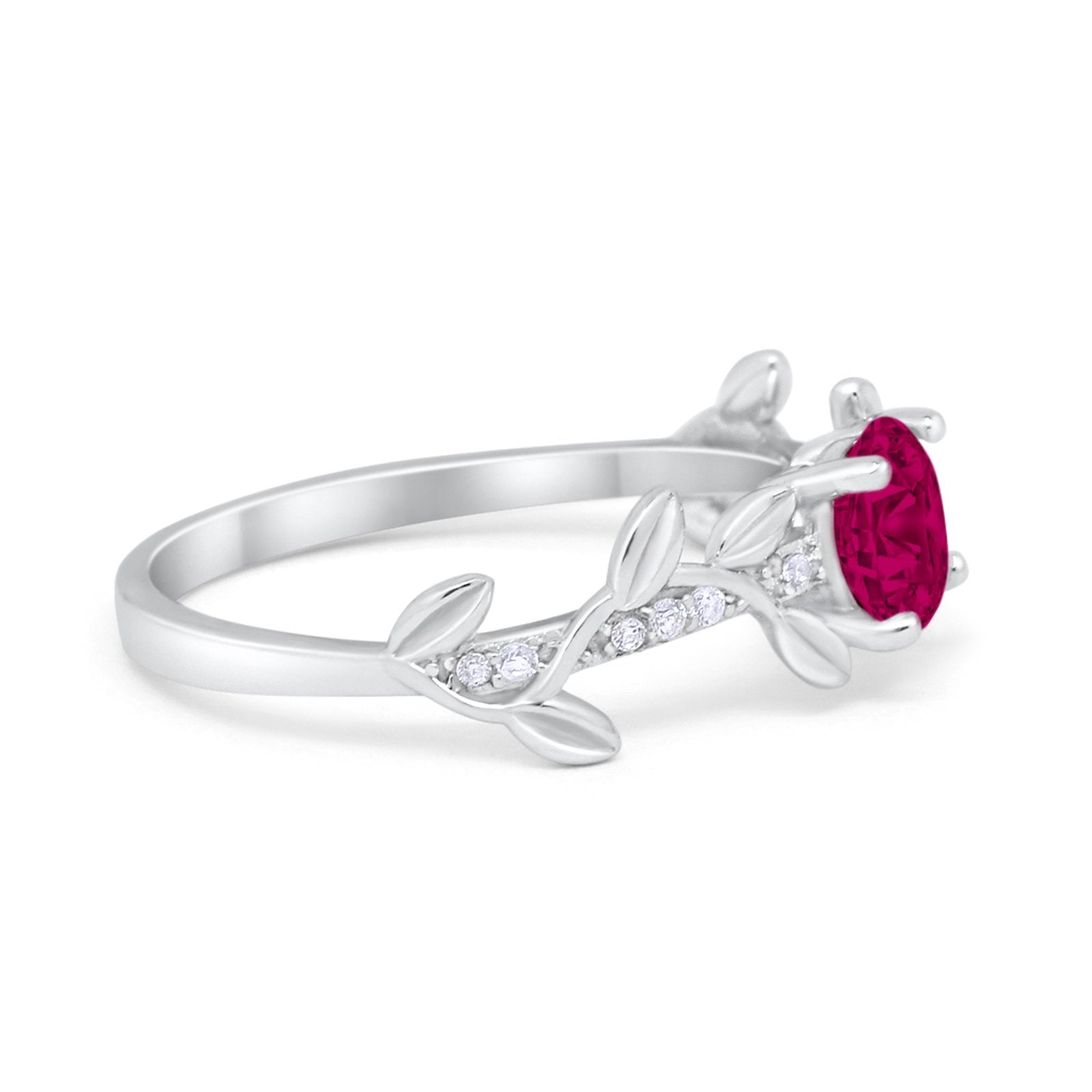 Art Deco Floral Wedding Engagement Bridal Ring Round Simulated Cubic Zirconia 925 Sterling Silver