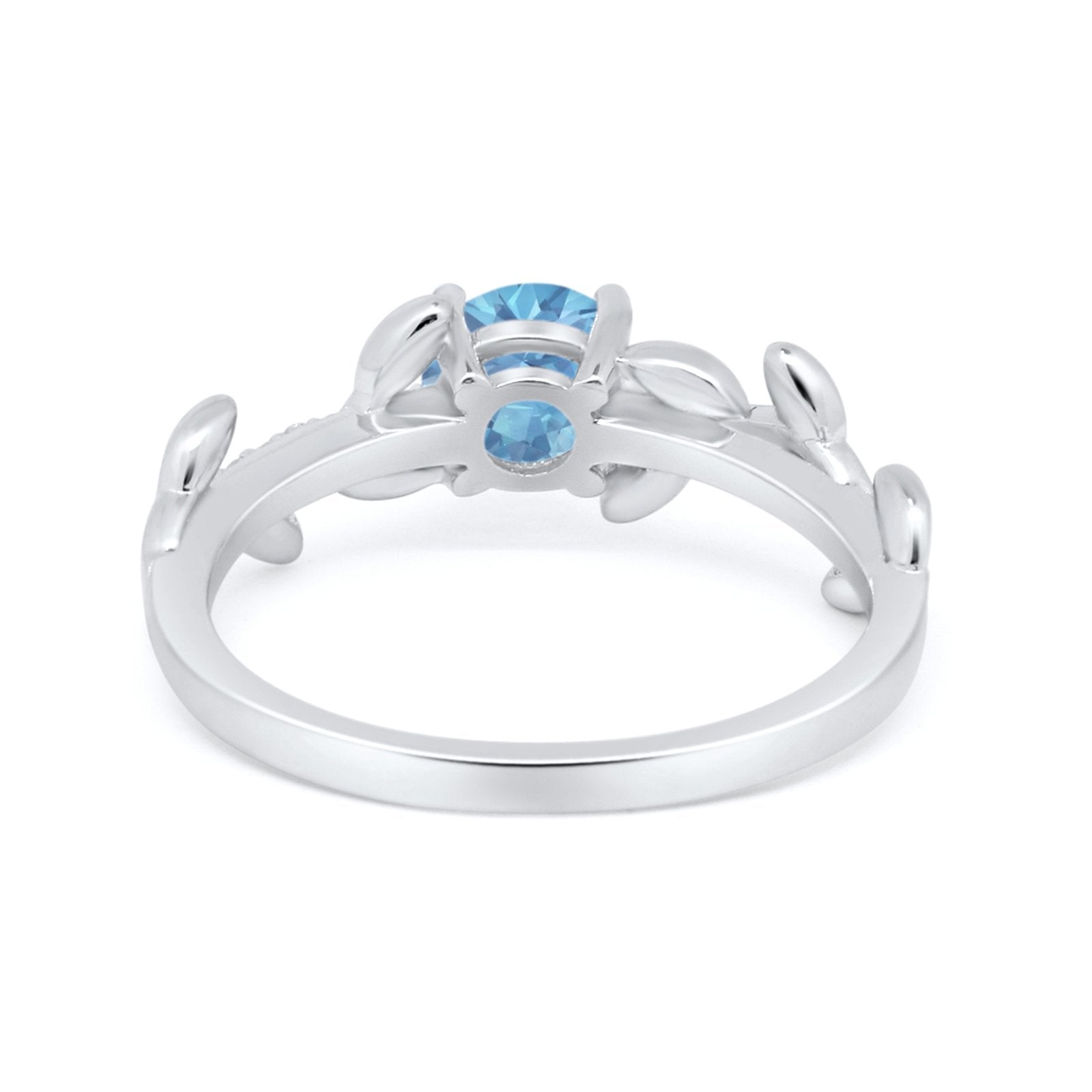 Art Deco Floral Wedding Engagement Bridal Ring Round Simulated Cubic Zirconia 925 Sterling Silver