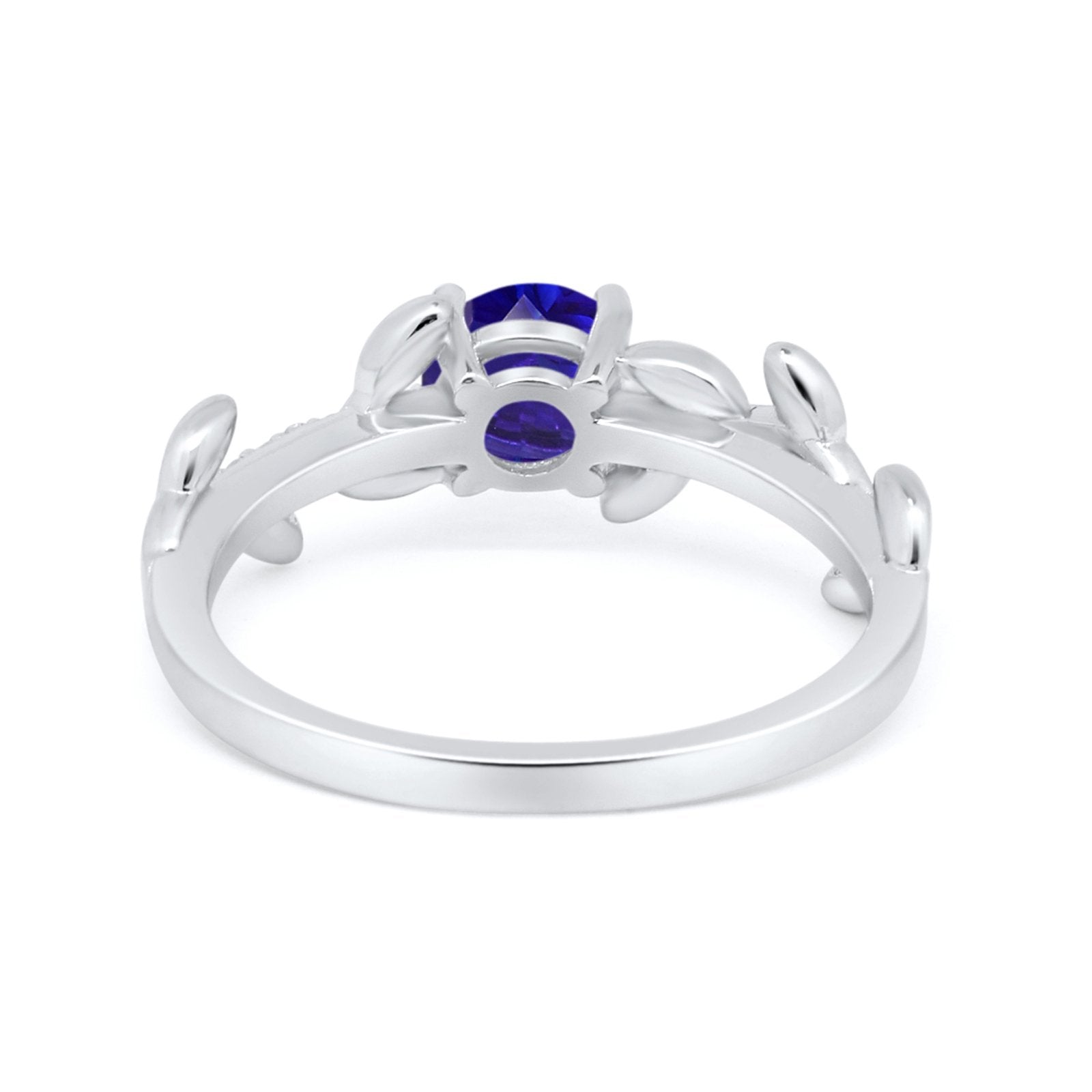 Art Deco Floral Wedding Engagement Bridal Ring Round Simulated Cubic Zirconia 925 Sterling Silver