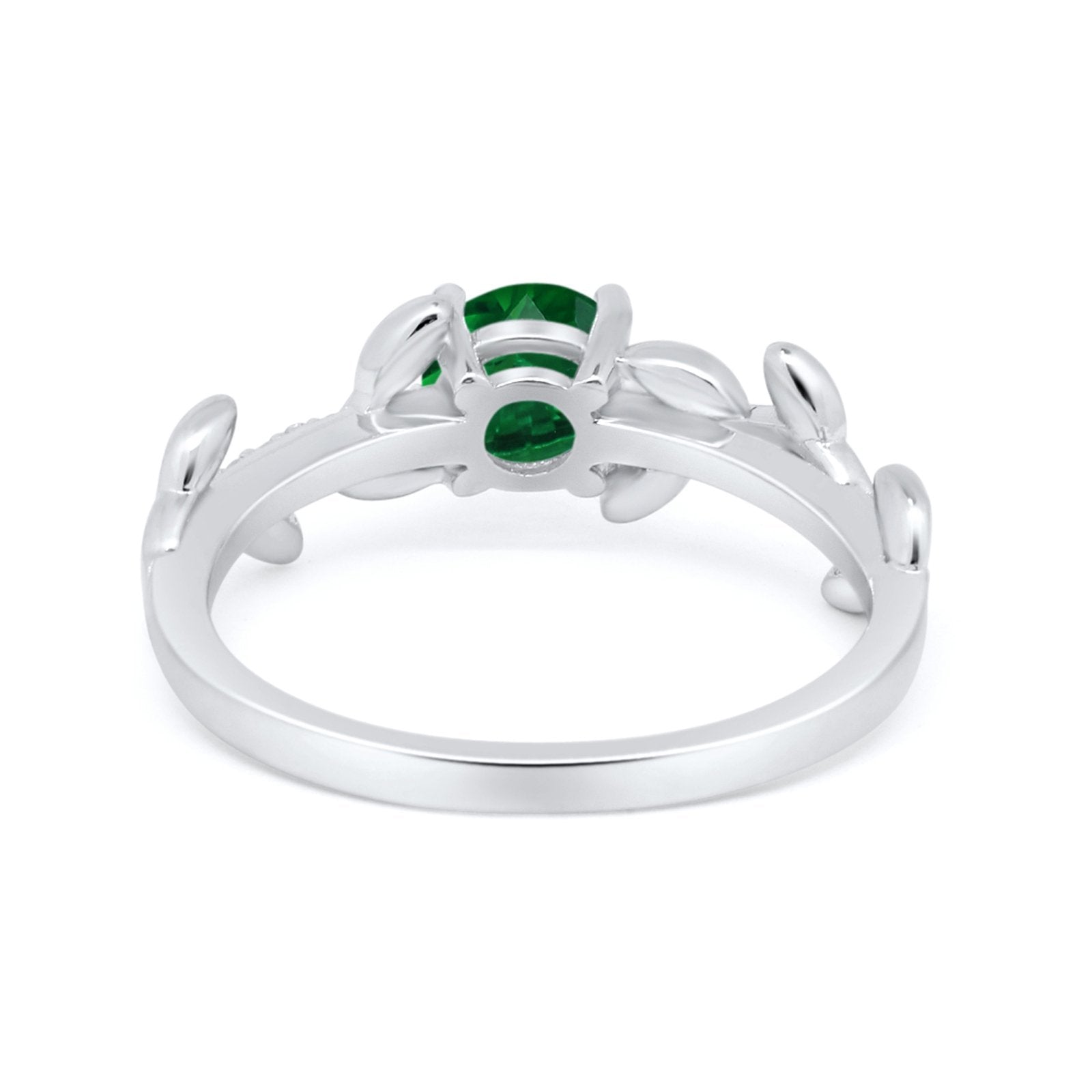 Art Deco Floral Wedding Engagement Bridal Ring Round Simulated Cubic Zirconia 925 Sterling Silver
