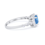 Halo Cushion Art Deco Wedding Engagement Ring Bridal Round Simulated Cubic Zirconia 925 Sterling Silver