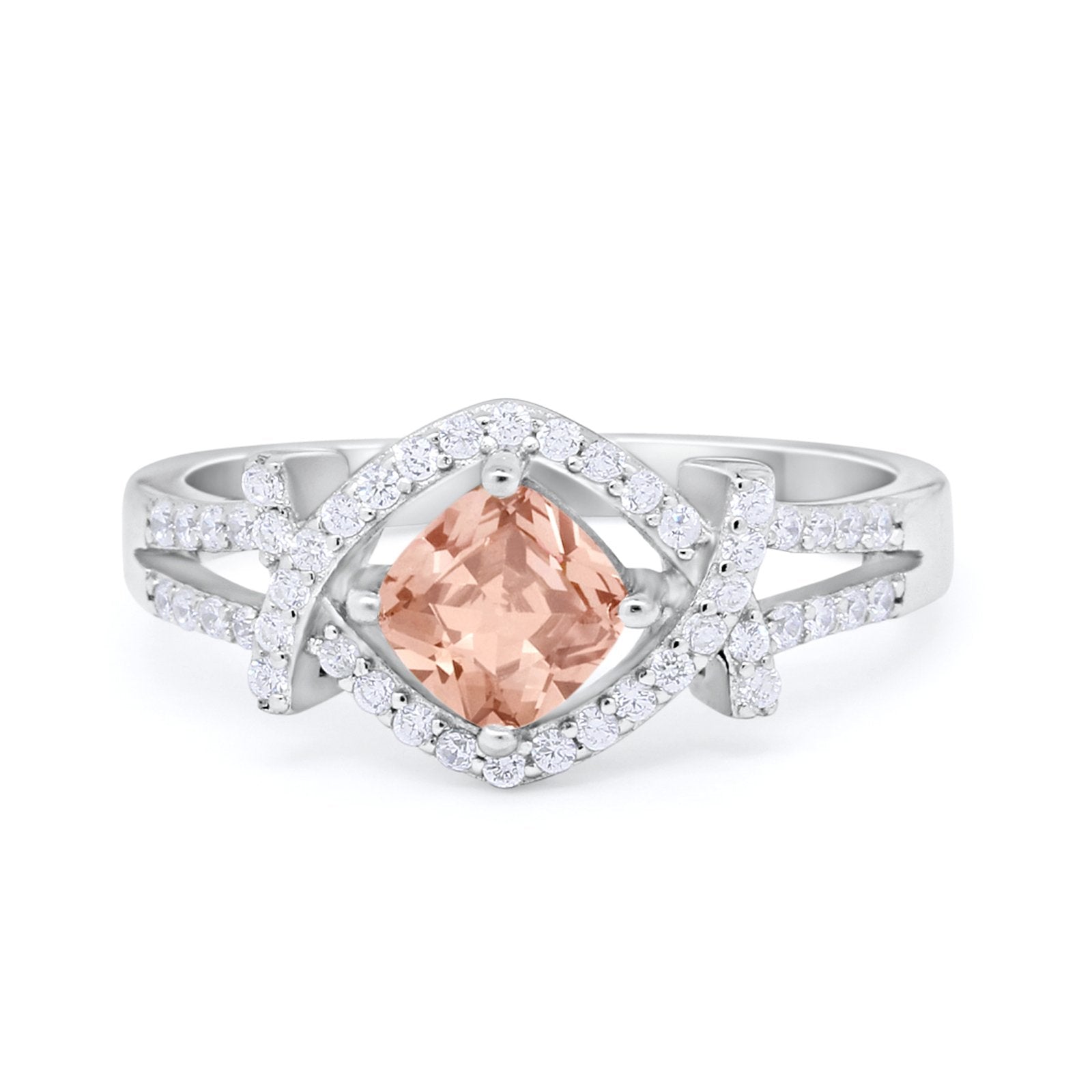 Cushion Cut Wedding Engagement Ring Round Cubic Zirconia 925 Sterling Silver