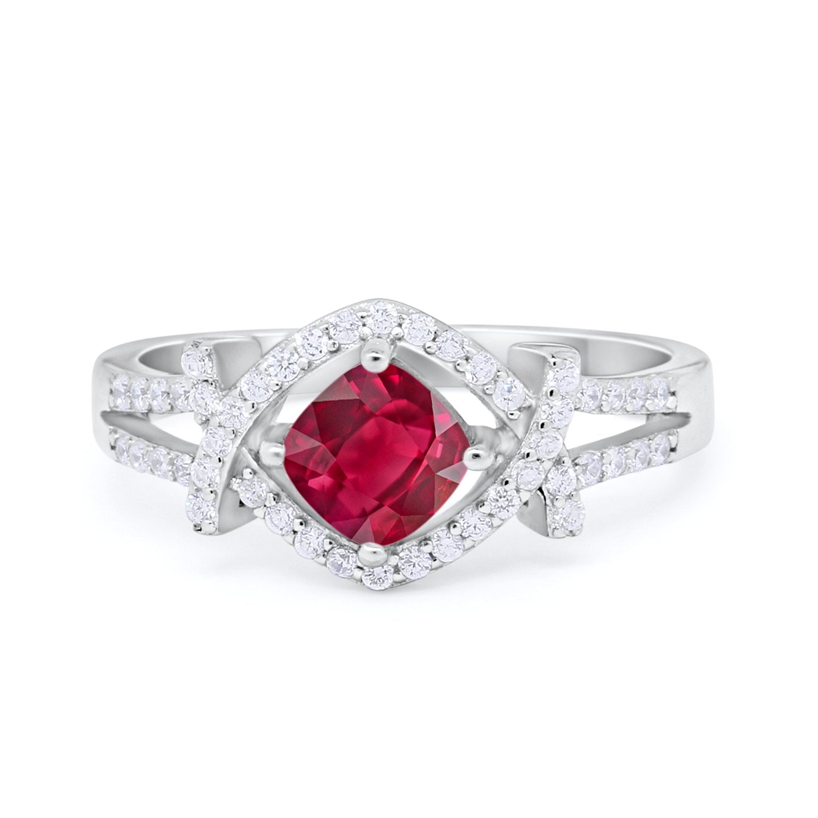 Cushion Cut Wedding Engagement Ring Round Cubic Zirconia 925 Sterling Silver