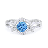 Cushion Cut Wedding Engagement Ring Round Cubic Zirconia 925 Sterling Silver