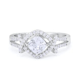 Cushion Cut Wedding Engagement Ring Round Cubic Zirconia 925 Sterling Silver