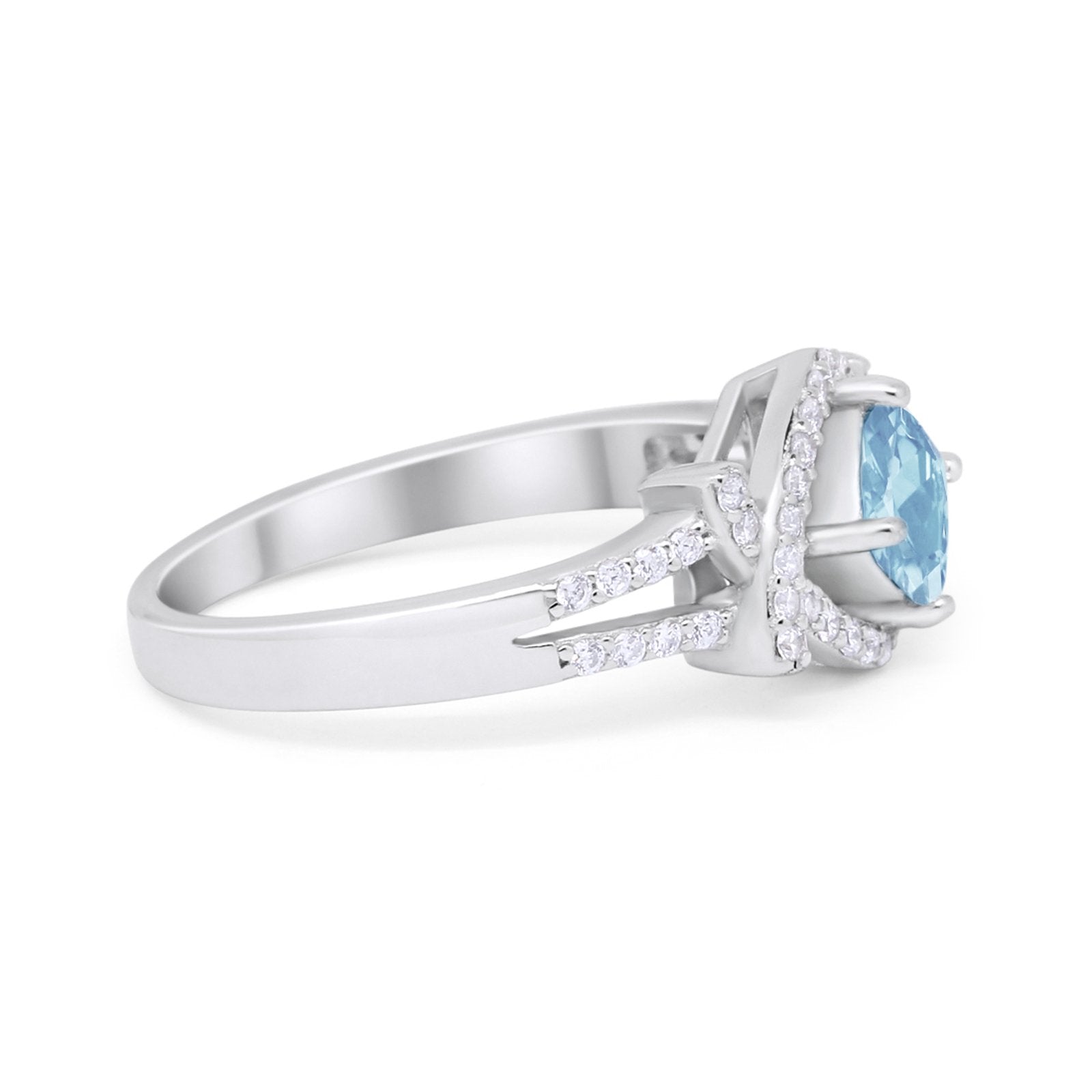 Cushion Cut Wedding Engagement Ring Round Cubic Zirconia 925 Sterling Silver