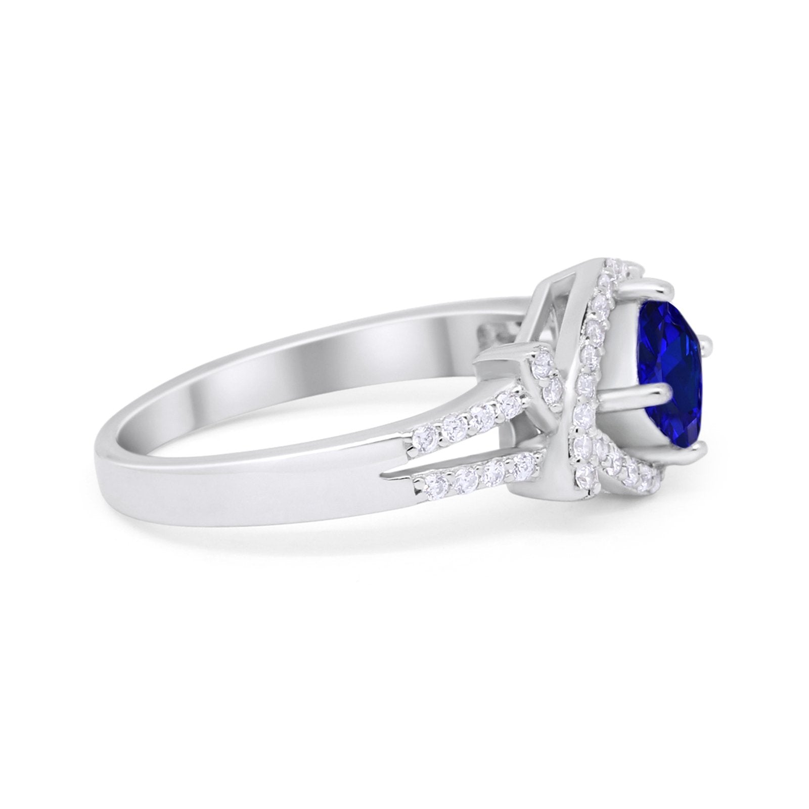 Cushion Cut Wedding Engagement Ring Round Cubic Zirconia 925 Sterling Silver