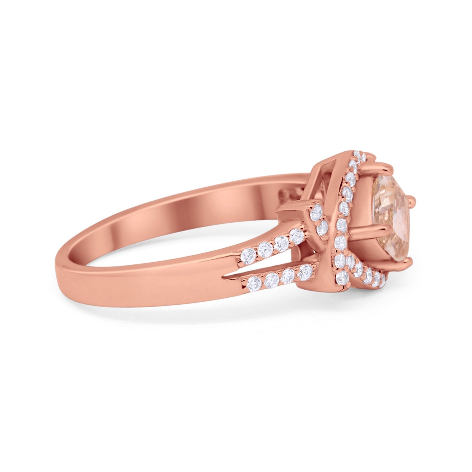 Cushion Cut Wedding  Ring Round Cubic Zirconia 925 Sterling Silver