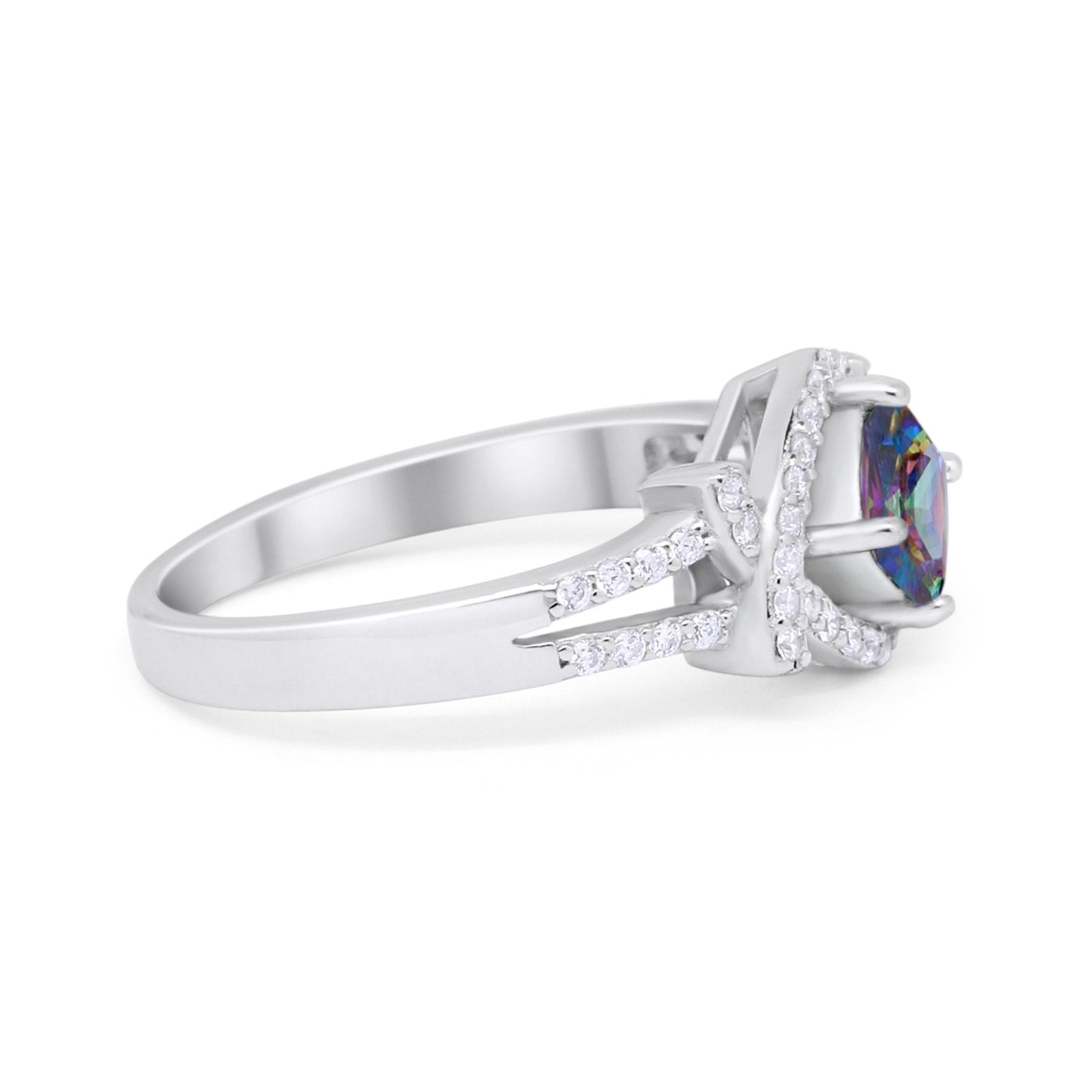 Cushion Cut Wedding Engagement Ring Round Cubic Zirconia 925 Sterling Silver