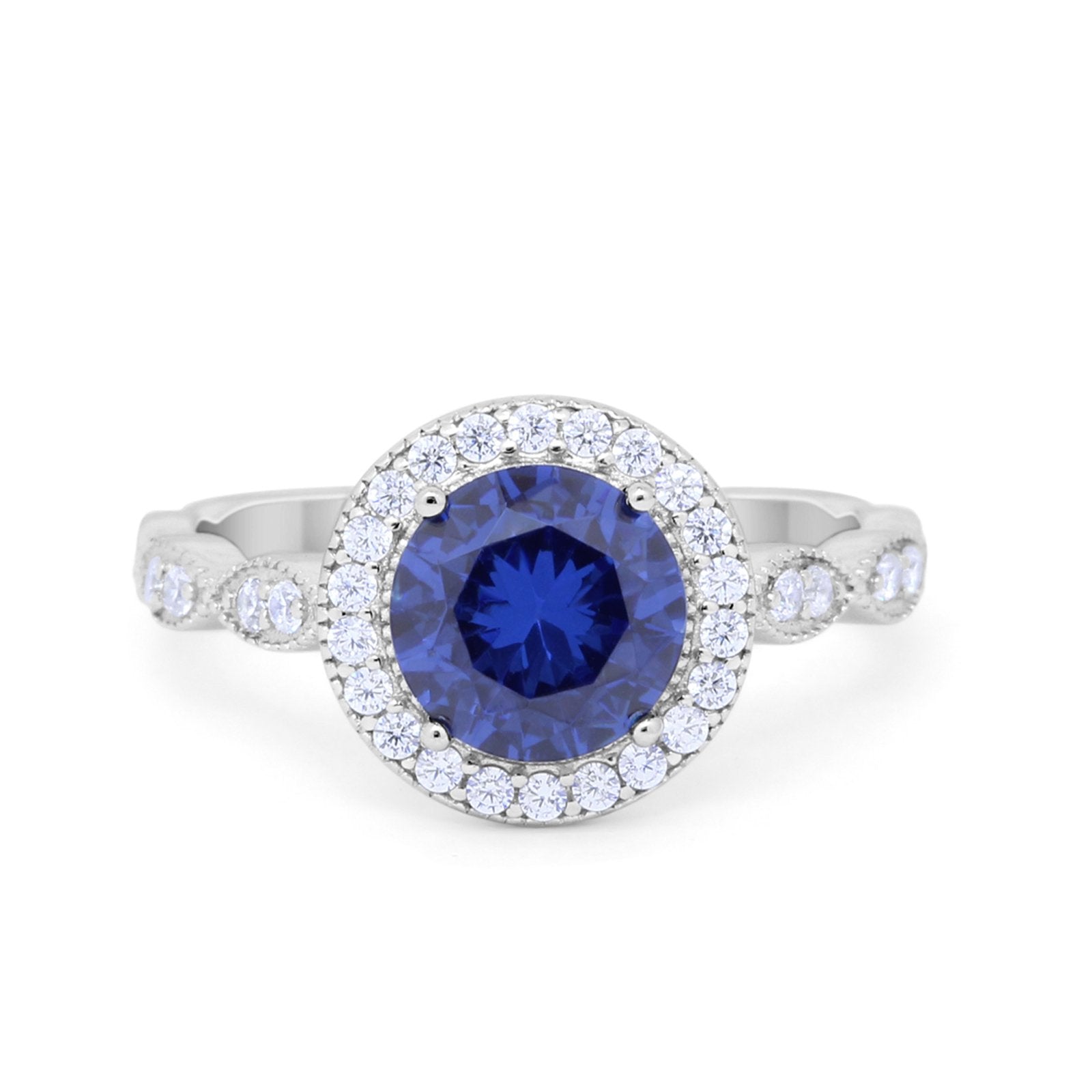 Vintage Style Engagement Ring Simulated Cubic Zirconia 925 Sterling Silver