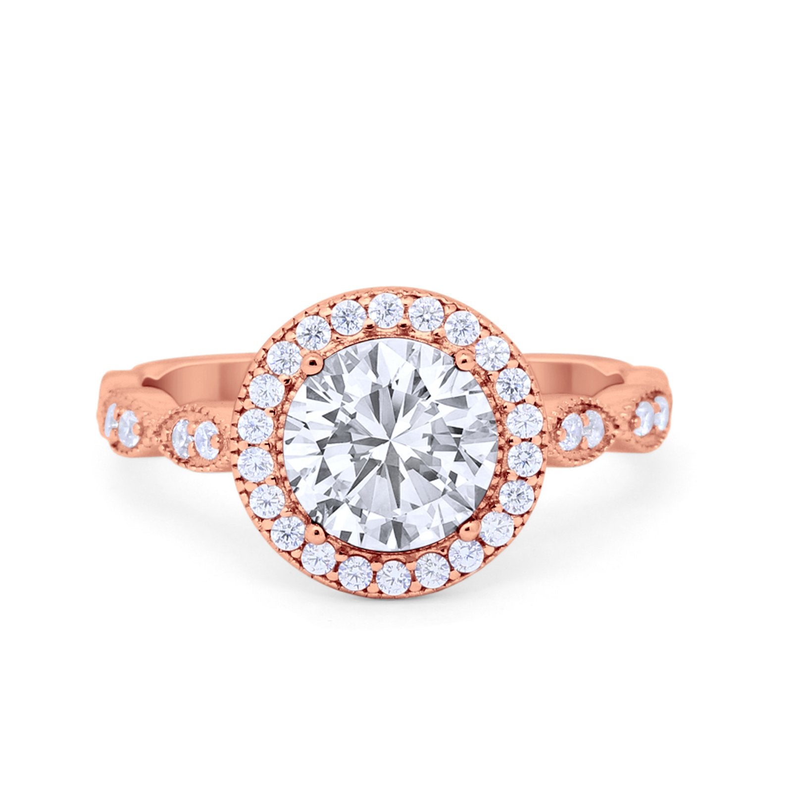 Vintage Style Engagement Ring Simulated Cubic Zirconia 925 Sterling Silver