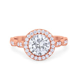 Vintage Style Engagement Ring Simulated Cubic Zirconia 925 Sterling Silver