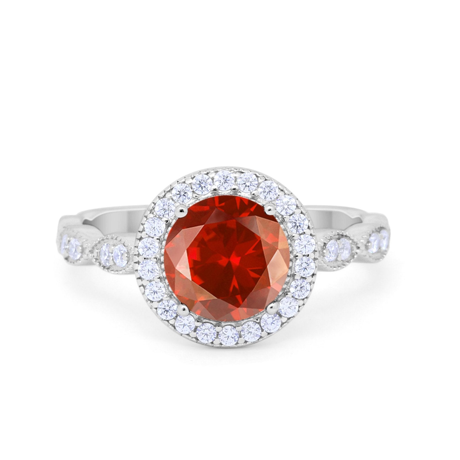 Vintage Style Engagement Ring Simulated Cubic Zirconia 925 Sterling Silver