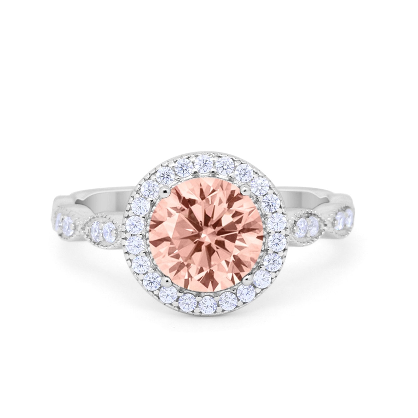 Vintage Style Engagement Ring Simulated Cubic Zirconia 925 Sterling Silver
