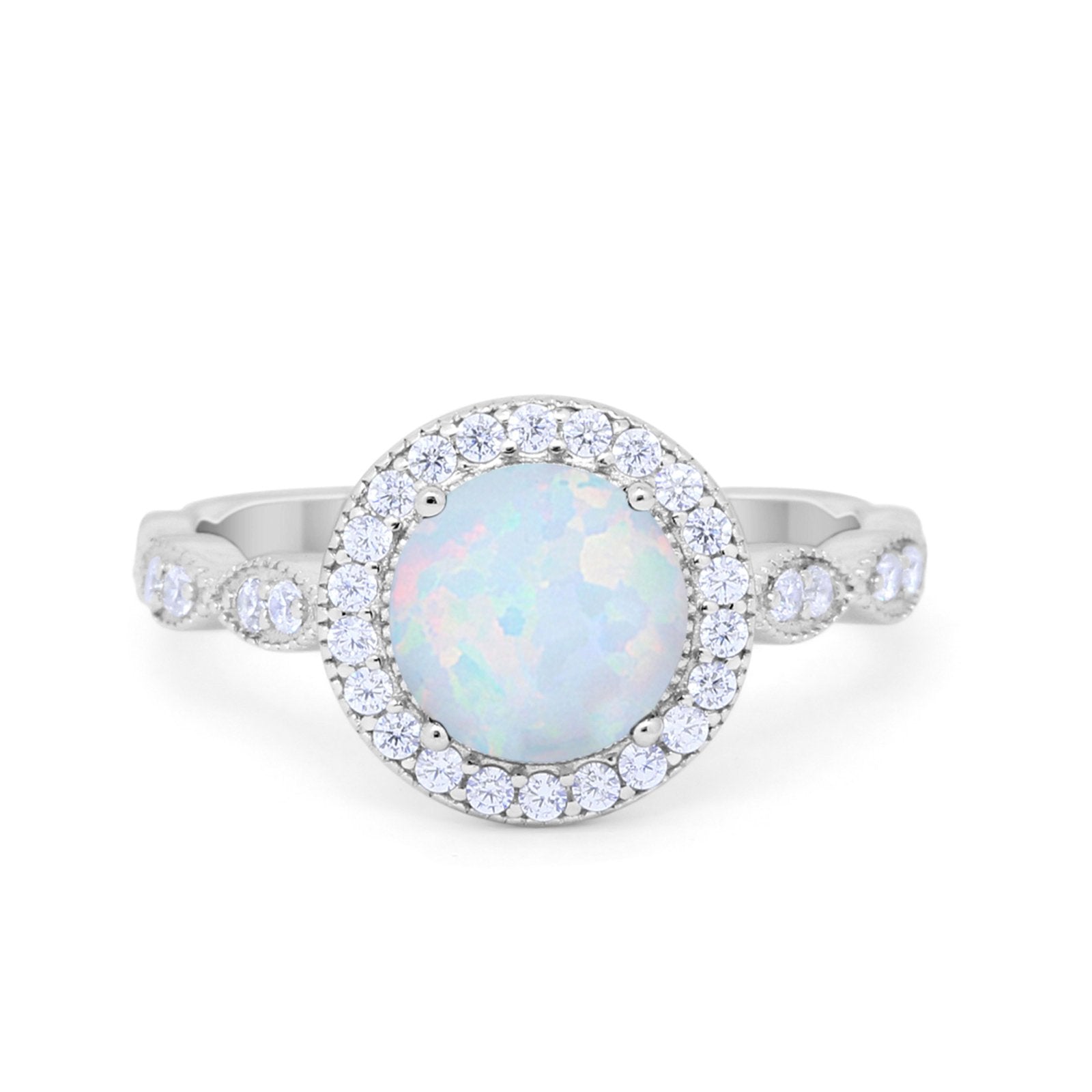 Vintage Style Engagement Ring Simulated Cubic Zirconia 925 Sterling Silver