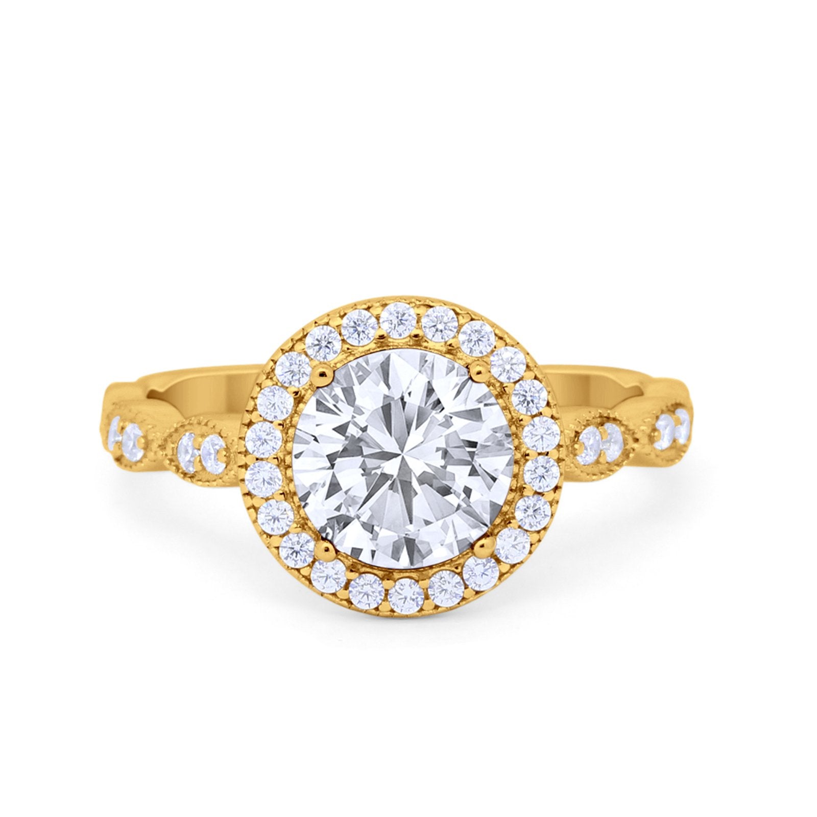 Vintage Style Engagement Ring Simulated Cubic Zirconia 925 Sterling Silver