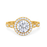 Vintage Style Engagement Ring Simulated Cubic Zirconia 925 Sterling Silver