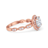 Vintage Style Engagement Ring Simulated Cubic Zirconia 925 Sterling Silver