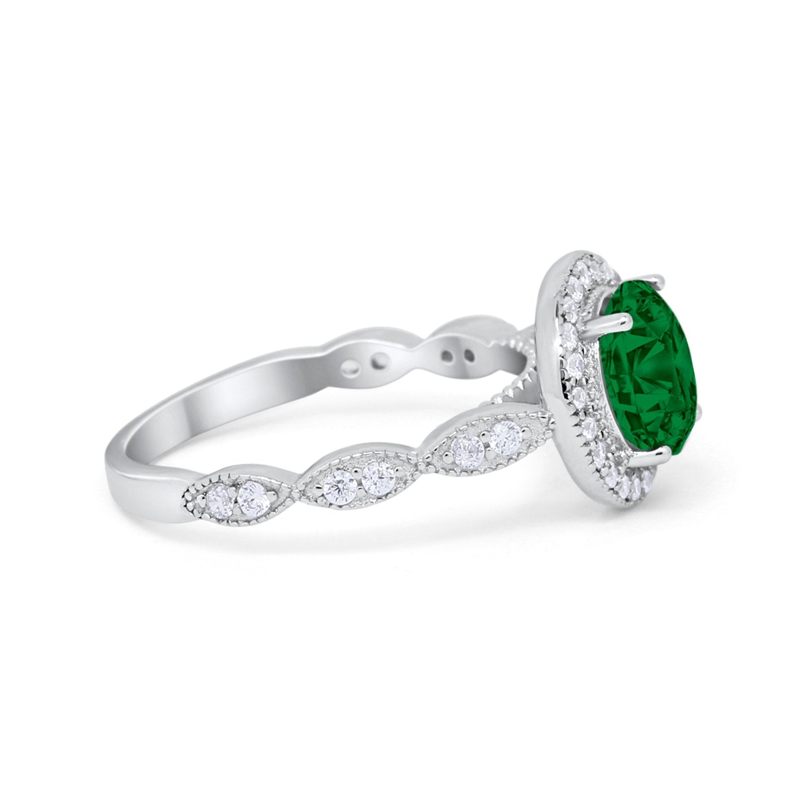 Vintage Style Engagement Ring Simulated Cubic Zirconia 925 Sterling Silver