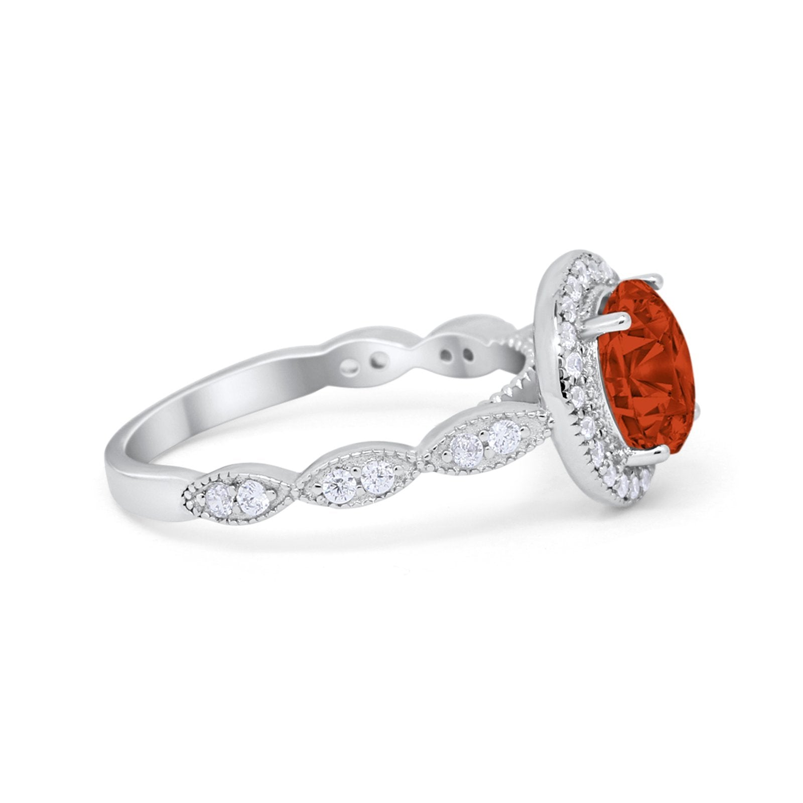 Vintage Style Engagement Ring Simulated Cubic Zirconia 925 Sterling Silver