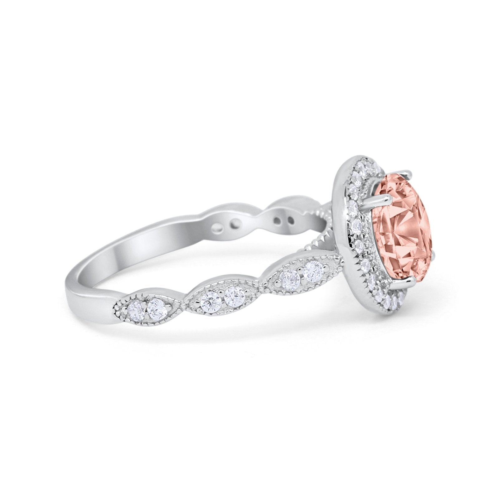 Vintage Style Engagement Ring Simulated Cubic Zirconia 925 Sterling Silver