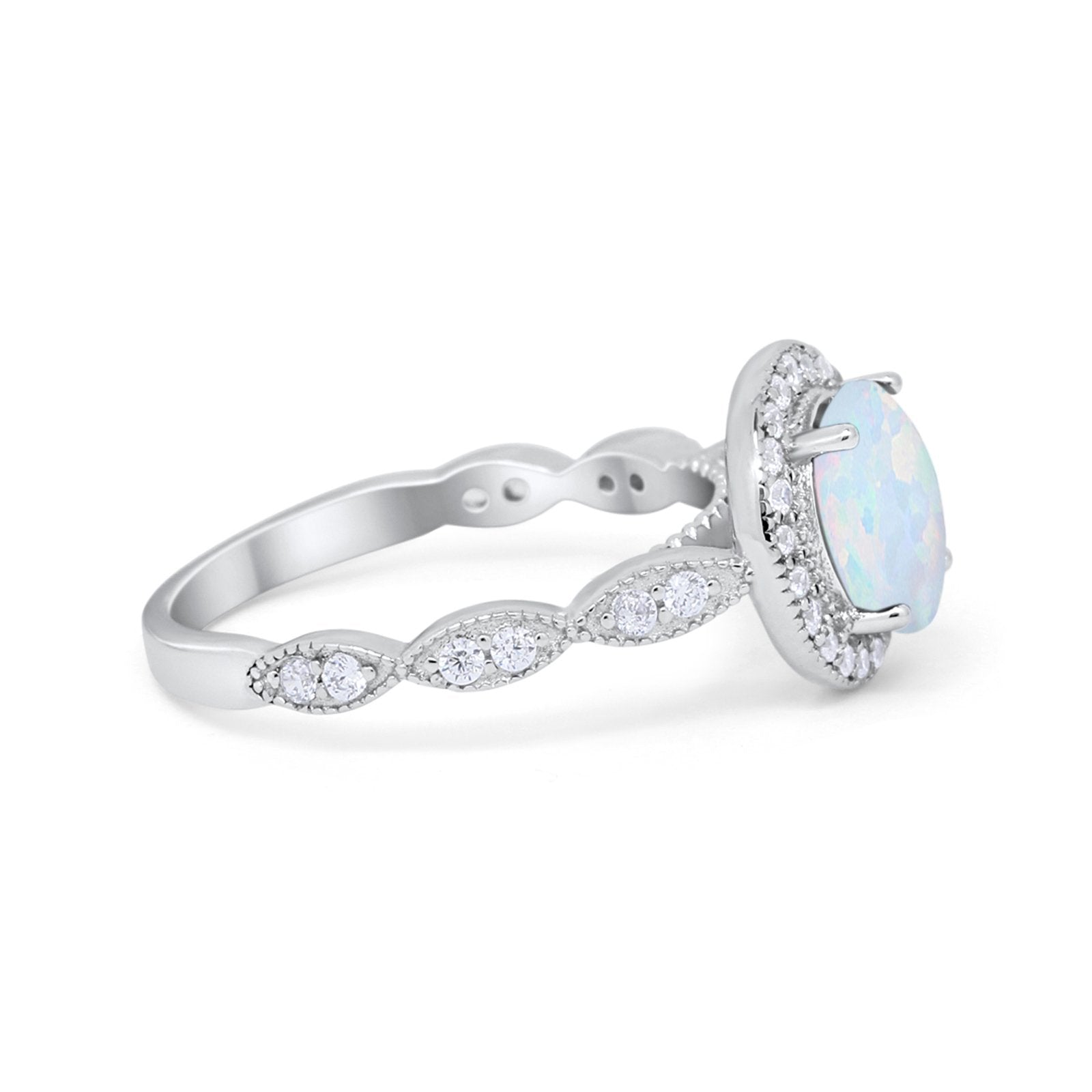 Vintage Style Engagement Ring Simulated Cubic Zirconia 925 Sterling Silver