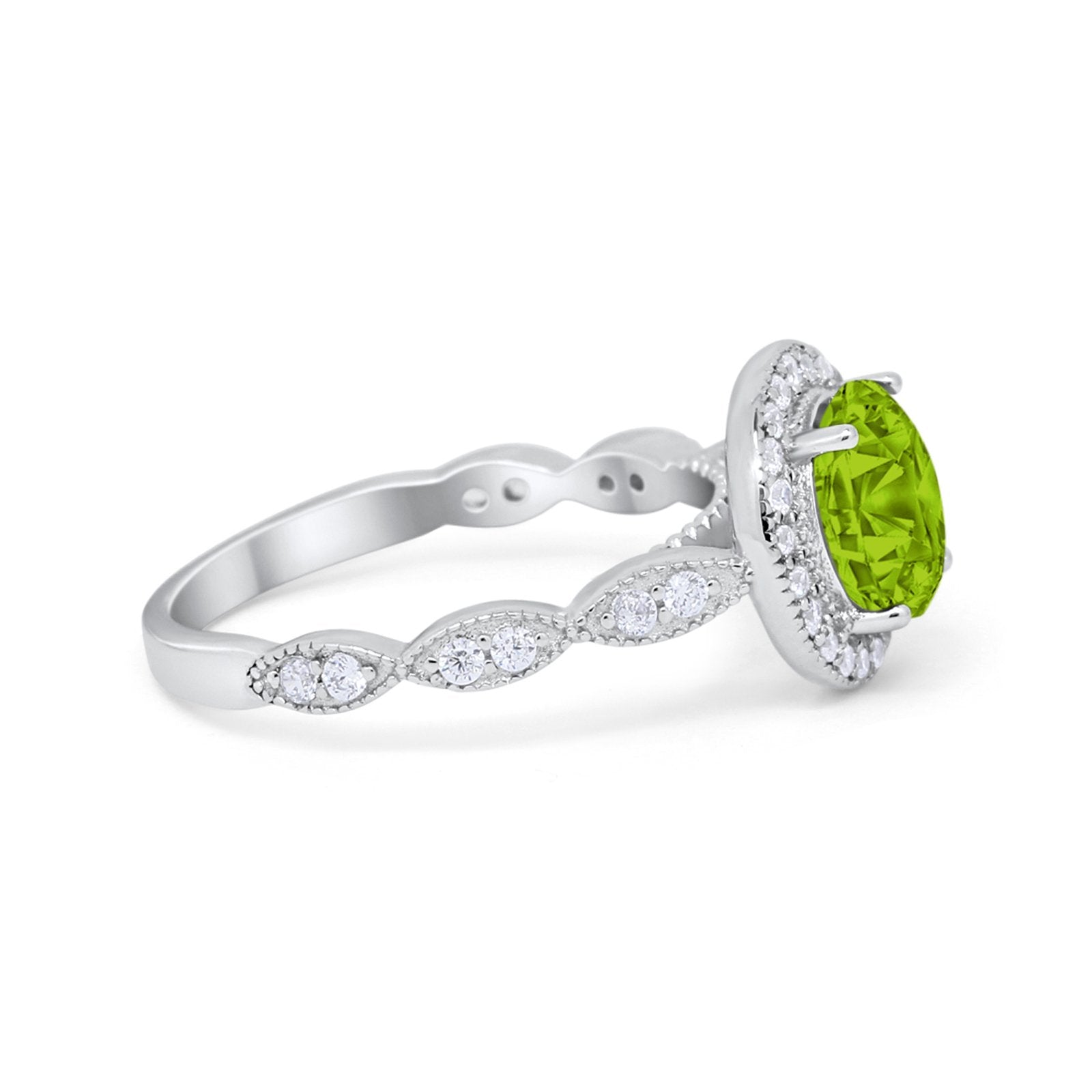 Vintage Style Engagement Ring Simulated Cubic Zirconia 925 Sterling Silver