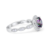 Vintage Style Engagement Ring Simulated Cubic Zirconia 925 Sterling Silver