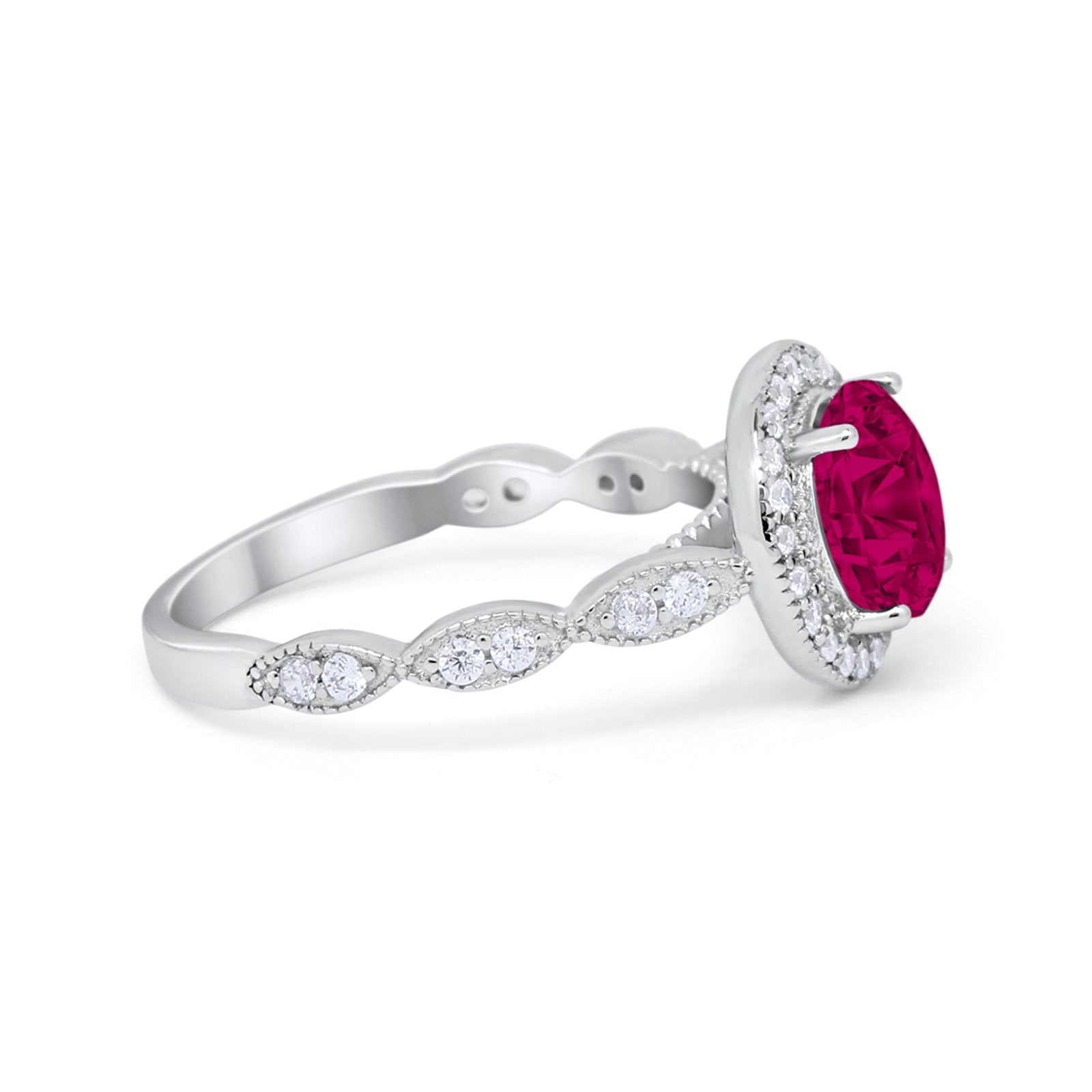 Vintage Style Engagement Ring Simulated Cubic Zirconia 925 Sterling Silver