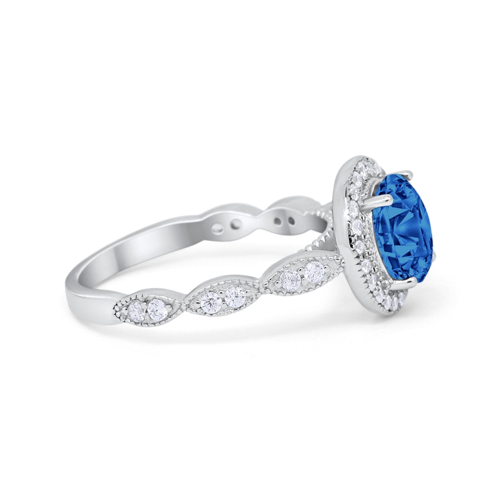 Vintage Style Engagement Ring Simulated Cubic Zirconia 925 Sterling Silver