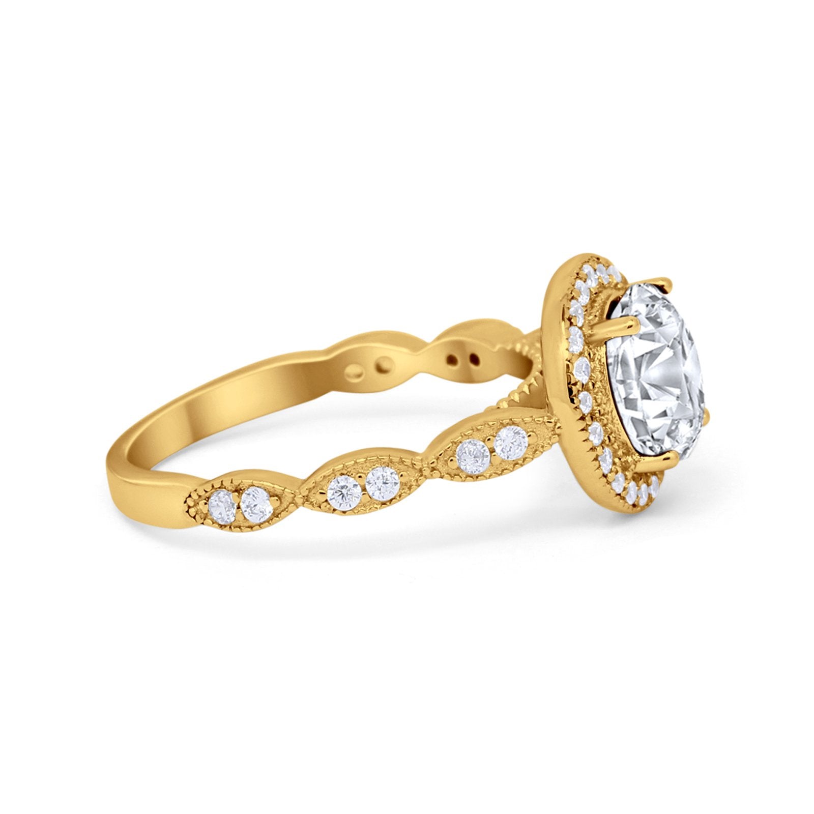 Vintage Style Engagement Ring Simulated Cubic Zirconia 925 Sterling Silver